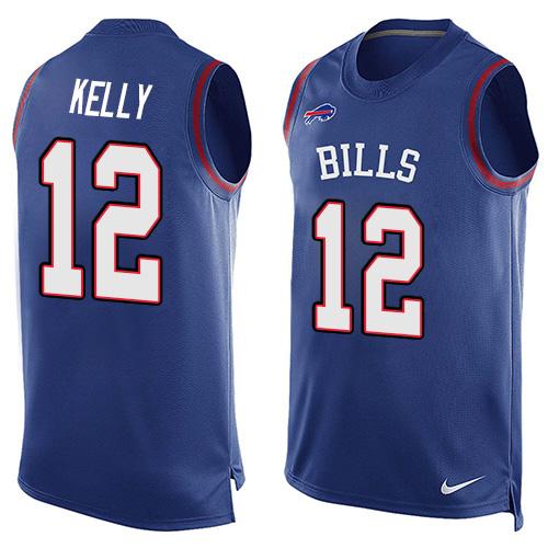 Nike Bills #12 Jim Kelly Royal Blue Team Color Men's Stitched NFL Limited Tank Top Jersey - Click Image to Close